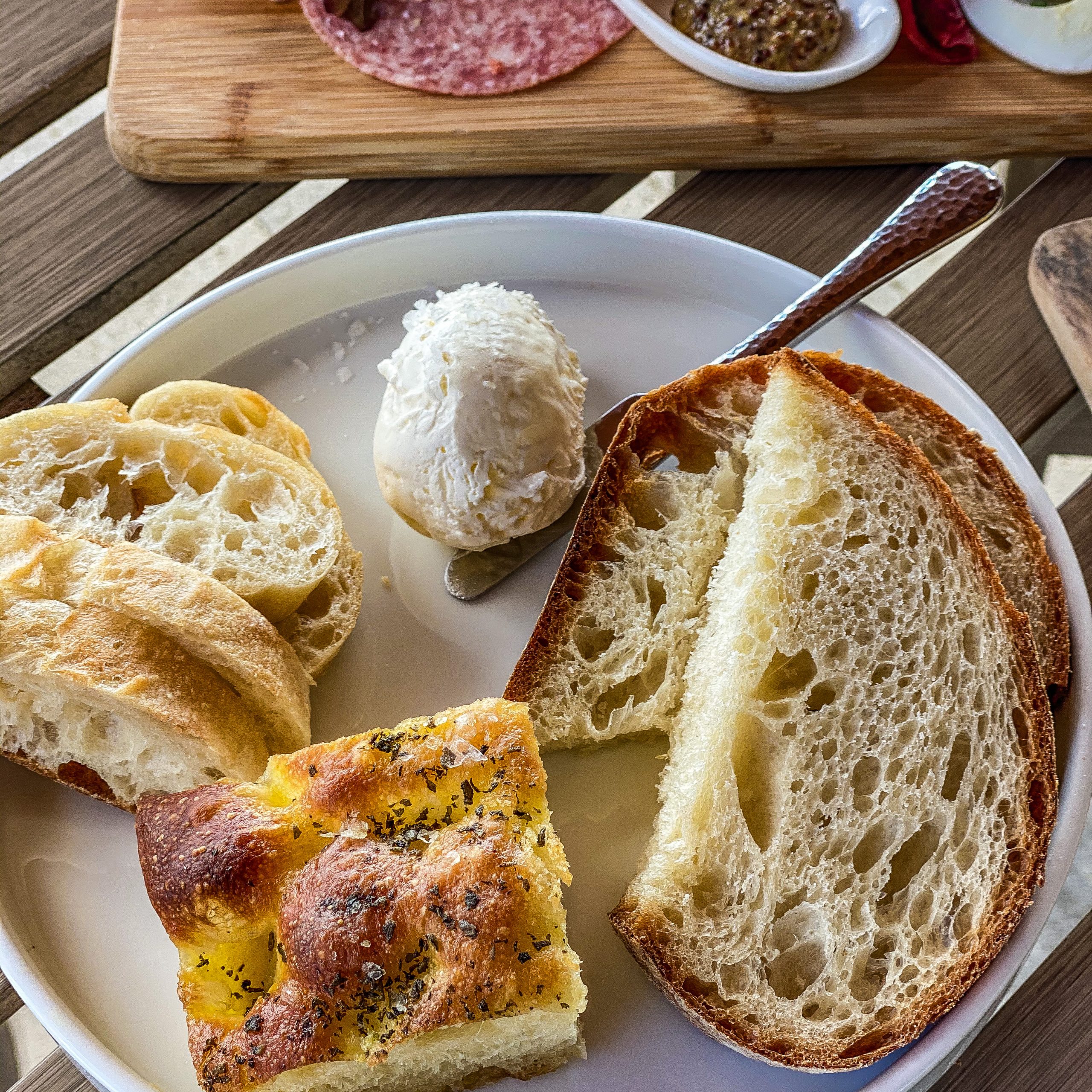 Local artisan bread, cultured butter and fleur de sel at Domaine Serene. The best wineries in Willamette Valley. Domaine Serene. Dayton, Oregon. Willamette Valley wineries.