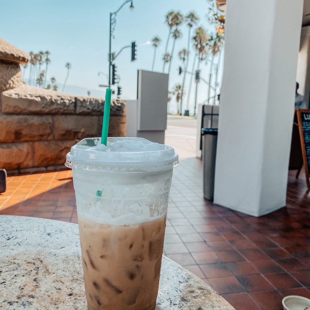 Iced coffee at State Street Coffee in Santa Barbara. Best restaurants in Santa Barbara. Best breakfast in Santa Barbara. Best Brunch in Santa Barbara.