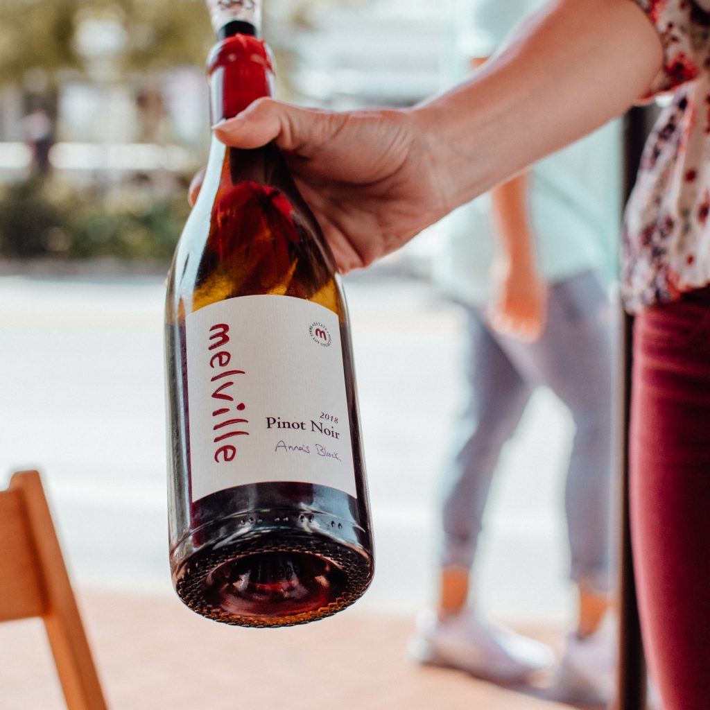 Melville Winery Anna's Block Pinot Noir. Melville Winery Tasting Room in Downtown Santa Barbara. Best wineries in Santa Barbara. Best wine tasting rooms in Santa Barbara. Wineries to visit in Santa Barbara. Landry Has Landed Wineries.
